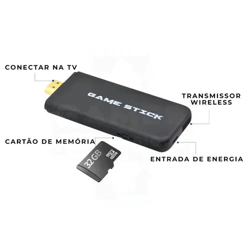 Game Stick Retrô 4k - Com 10.000 Jogos e 64GB